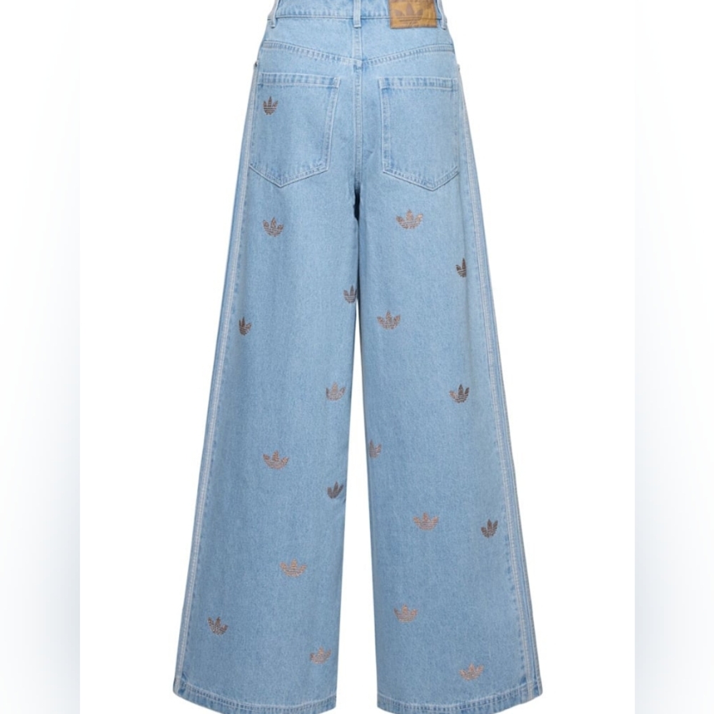 Adidas Rhinestone denim pants Glittery Logo Rhinestones Clear Blue. PANTS ONLY!! - Picture 12 of 16